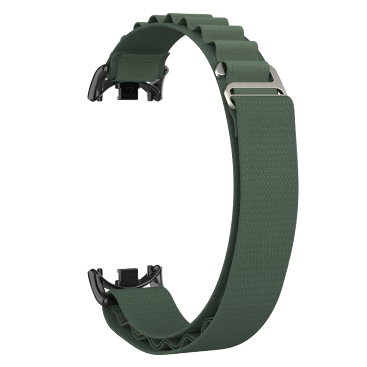 For Xiaomi Mi Band 8 Metal Plug Loop Nylon Watch Band(Black+Army Green)