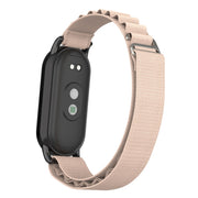 For Xiaomi Mi Band 8 Metal Plug Loop Nylon Watch Band(Black+Apricot)