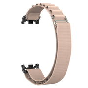 For Xiaomi Mi Band 8 Metal Plug Loop Nylon Watch Band(Black+Apricot)