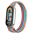 For Xiaomi Mi Band 8 Metal Plug Loop Nylon Watch Band(Silver+Colorful) - Watch Bands by PMC TechLife | Online Shopping South Africa | PMC TechLife