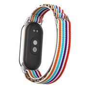 For Xiaomi Mi Band 8 Metal Plug Loop Nylon Watch Band(Silver+Colorful)