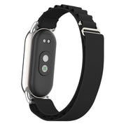 For Xiaomi Mi Band 8 Metal Plug Loop Nylon Watch Band(Silver+Black)