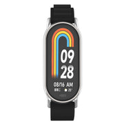 For Xiaomi Mi Band 8 Metal Plug Loop Nylon Watch Band(Silver+Black)