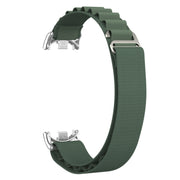 For Xiaomi Mi Band 8 Metal Plug Loop Nylon Watch Band(Silver+Army Green)