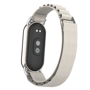 For Xiaomi Mi Band 8 Metal Plug Loop Nylon Watch Band(Silver+Starlight)
