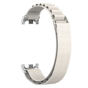 For Xiaomi Mi Band 8 Metal Plug Loop Nylon Watch Band(Silver+Starlight)