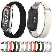 For Xiaomi Mi Band 8 Metal Plug Loop Nylon Watch Band(Black+Starlight)