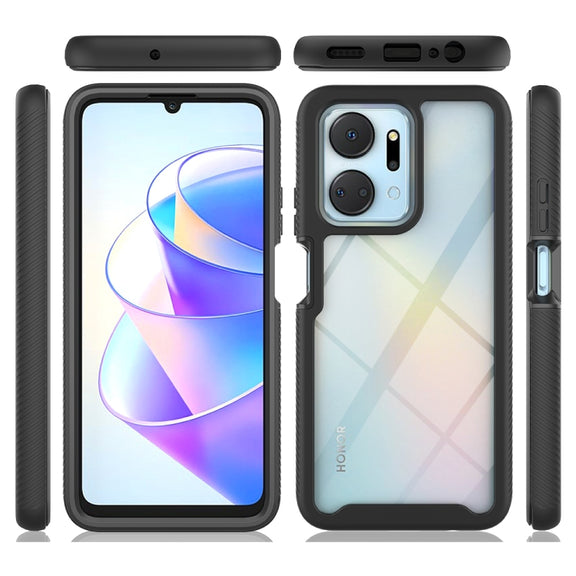 For Honor X8a Starry Sky Full Body Hybrid Shockproof Phone Case with PET Film(Purple)