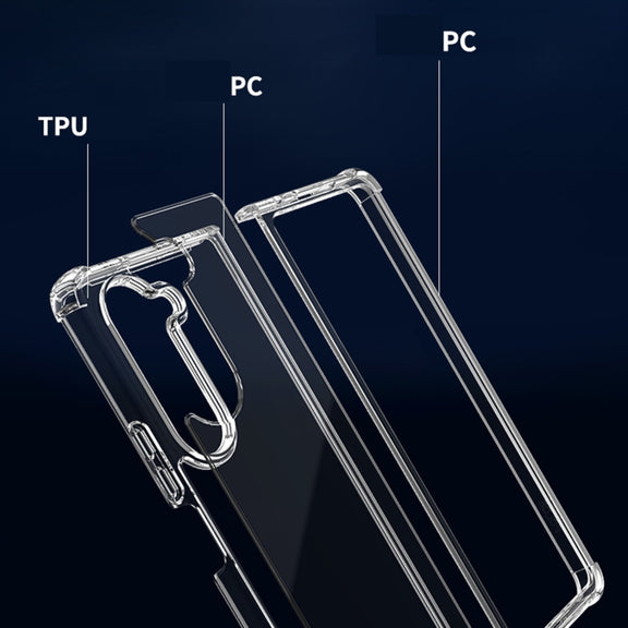 For Samsung Galaxy Z Fold5 Transparent PC + TPU Shockproof Phone Case