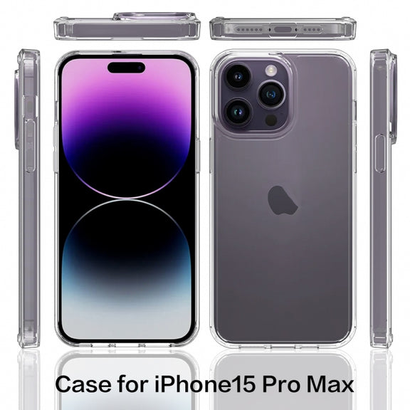 For iPhone 15 Pro Max Scratchproof Acrylic TPU Phone Case(Black)