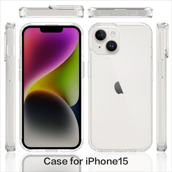 For iPhone 15 Scratchproof Acrylic TPU Phone Case(Black)