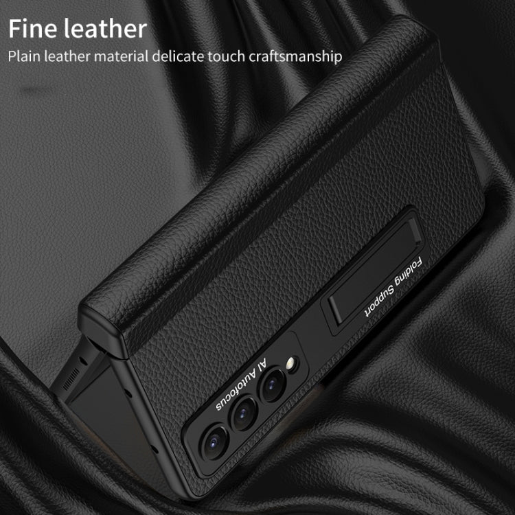 For Samsung Galaxy Z Fold4 GKK Integrated Fold Hinge Leather Phone Case with Holder(Green)