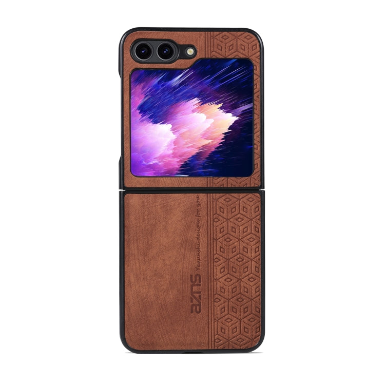 For Samsung Galaxy Z Flip5 AZNS 3D Embossed Skin Feel Phone Case(Brown)