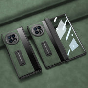 For vivo X Fold2 GKK Integrated Frosted Fold Hinge Leather Phone Case with Holder(Green)
