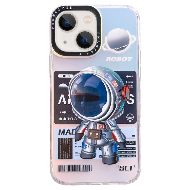 For iPhone 14 Plus Mechanical Astronaut Pattern TPU Phone Case(Blue)