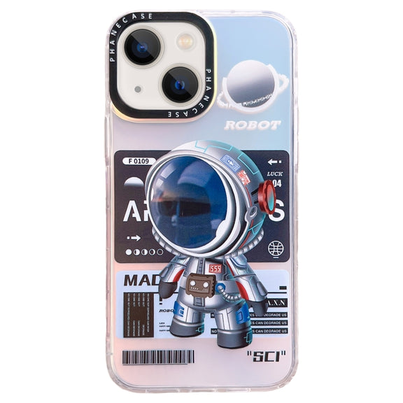 For iPhone 14 Plus Mechanical Astronaut Pattern TPU Phone Case(Blue)