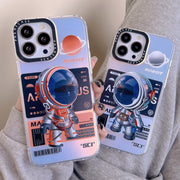 For iPhone XS / X Mechanical Astronaut Pattern TPU Phone Case(Blue)