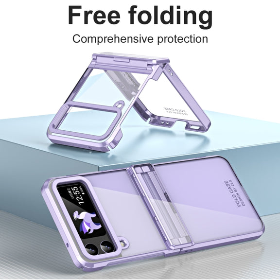 For Samsung Galaxy Z Flip4 5G Electroplating Phantom Series PC Folding Case with Hinge(Purple)
