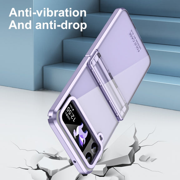 For Samsung Galaxy Z Flip4 5G Electroplating Phantom Series PC Folding Case with Hinge(Purple)