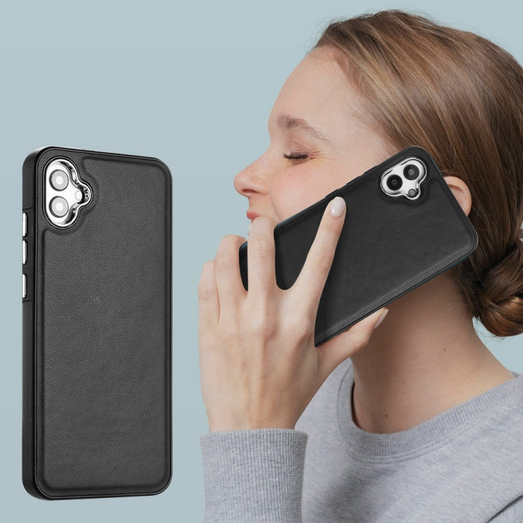 For Samsung Galaxy A04E / F04 / M04 Leather Texture Full Coverage Phone Case(Black)
