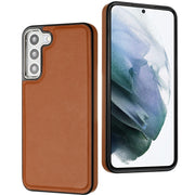 For Samsung Galaxy S22 5G Leather Texture Full Coverage Phone Case(Brown)