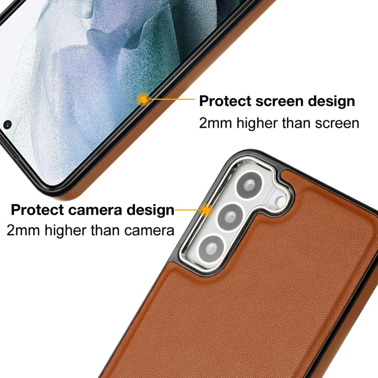 For Samsung Galaxy S22 5G Leather Texture Full Coverage Phone Case(Brown)