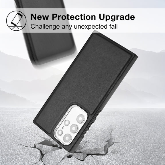 For Samsung Galaxy S22 Ultra 5G Leather Texture Full Coverage Phone Case(Black)