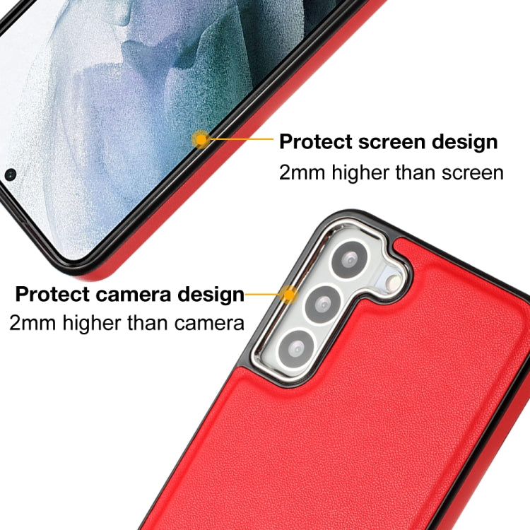For Samsung Galaxy S23+ Leather Texture Full Coverage Phone Case(Red)