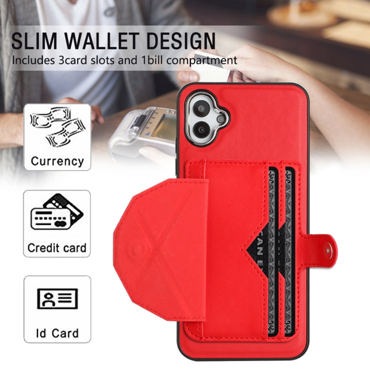 For Samsung Galaxy A04E / F04 / M04 Shockproof Leather Phone Case with Card Holder(Red)