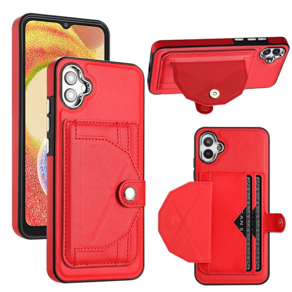 For Samsung Galaxy A04E / F04 / M04 Shockproof Leather Phone Case with Card Holder(Red)