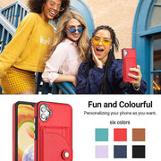 For Samsung Galaxy A04E / F04 / M04 Shockproof Leather Phone Case with Card Holder(Red)