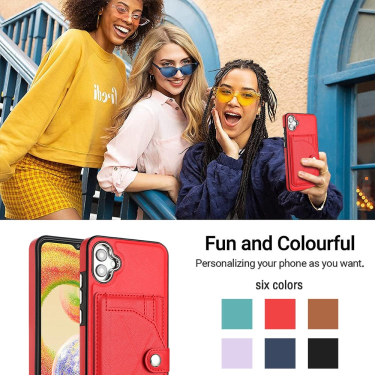 For Samsung Galaxy A04E / F04 / M04 Shockproof Leather Phone Case with Card Holder(Red)