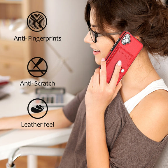 For Samsung Galaxy A04E / F04 / M04 Shockproof Leather Phone Case with Card Holder(Red)
