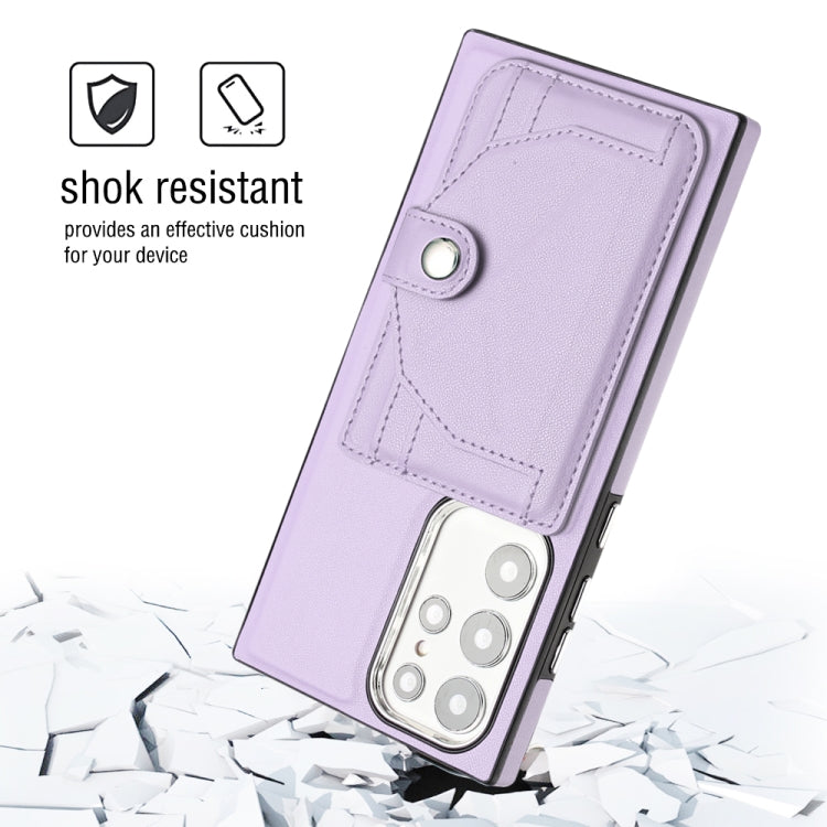 For Samsung Galaxy S23 Ultra Shockproof Leather Phone Case with Card Holder(Purple)
