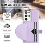 For Samsung Galaxy S23 Ultra Shockproof Leather Phone Case with Card Holder(Purple)