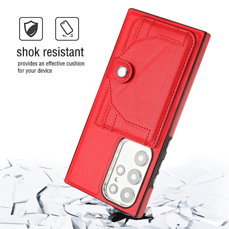 For Samsung Galaxy S22 Ultra 5G Shockproof Leather Phone Case with Card Holder(Red)