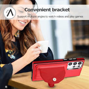 For Samsung Galaxy S22 Ultra 5G Shockproof Leather Phone Case with Card Holder(Red)