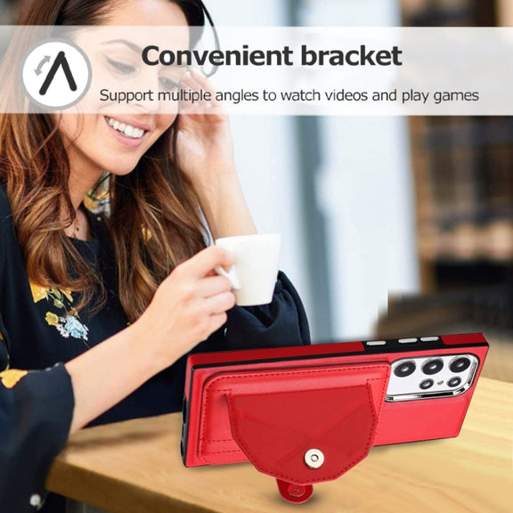 For Samsung Galaxy S22 Ultra 5G Shockproof Leather Phone Case with Card Holder(Red)