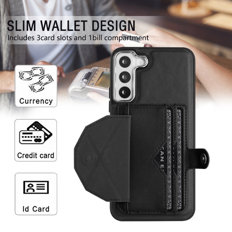 For Samsung Galaxy S22+ 5G Shockproof Leather Phone Case with Card Holder(Black)