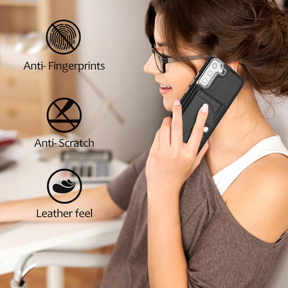 For Samsung Galaxy S22+ 5G Shockproof Leather Phone Case with Card Holder(Black)