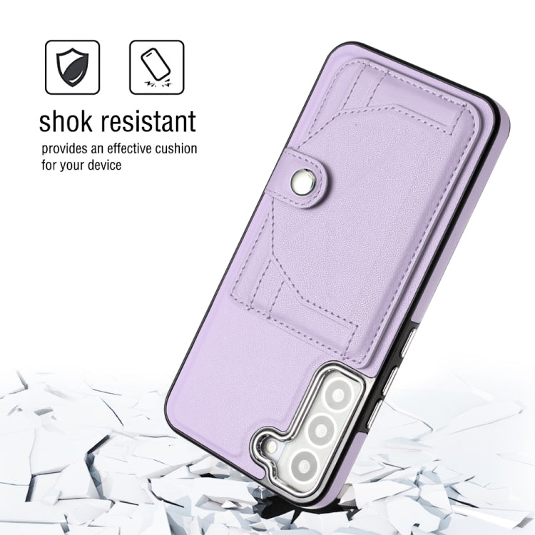 For Samsung Galaxy S22 5G Shockproof Leather Phone Case with Card Holder(Purple)