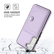 For Samsung Galaxy S22 5G Shockproof Leather Phone Case with Card Holder(Purple)