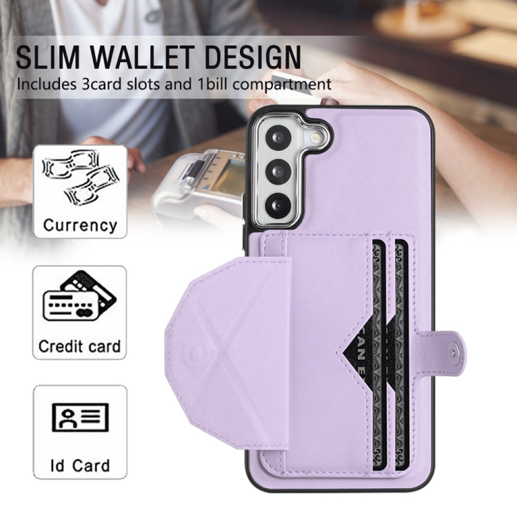 For Samsung Galaxy S22 5G Shockproof Leather Phone Case with Card Holder(Purple)
