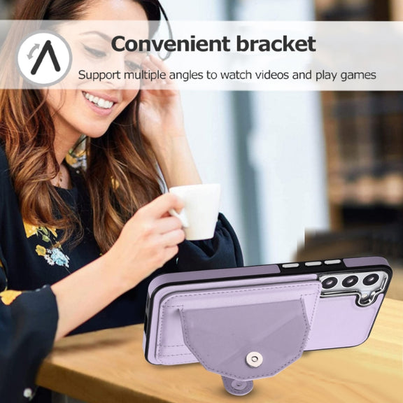For Samsung Galaxy S22 5G Shockproof Leather Phone Case with Card Holder(Purple)