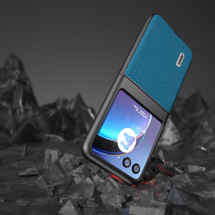 For Motorola Razr 40 Ultra ABEEL Genuine Leather Litchi Texture Phone Case(Blue)