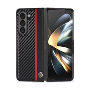For Samsung Galaxy Z Fold5 LC.IMEEKE Carbon Fiber PU + TPU Horizontal Flip Leather Phone Case(Vertical Black)