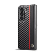 For Samsung Galaxy Z Fold5 LC.IMEEKE Carbon Fiber PU + TPU Horizontal Flip Leather Phone Case(Vertical Black)