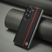 For Samsung Galaxy Z Fold5 LC.IMEEKE Carbon Fiber PU + TPU Horizontal Flip Leather Phone Case(Vertical Black)