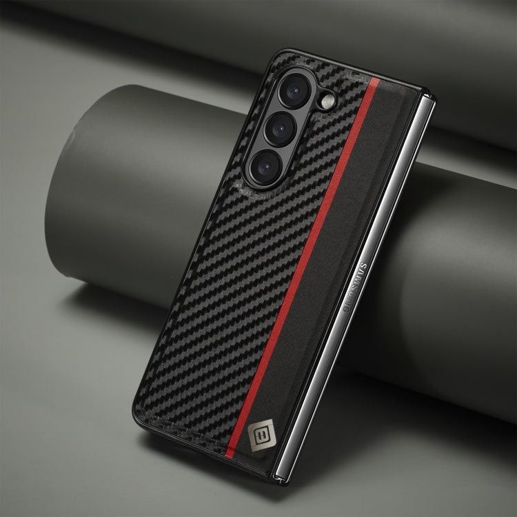 For Samsung Galaxy Z Fold5 LC.IMEEKE Carbon Fiber PU + TPU Horizontal Flip Leather Phone Case(Vertical Black)