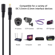 8A 5.5 x 2.5mm Female to Male DC Power Extension Cable, Cable Length:5m(Black)